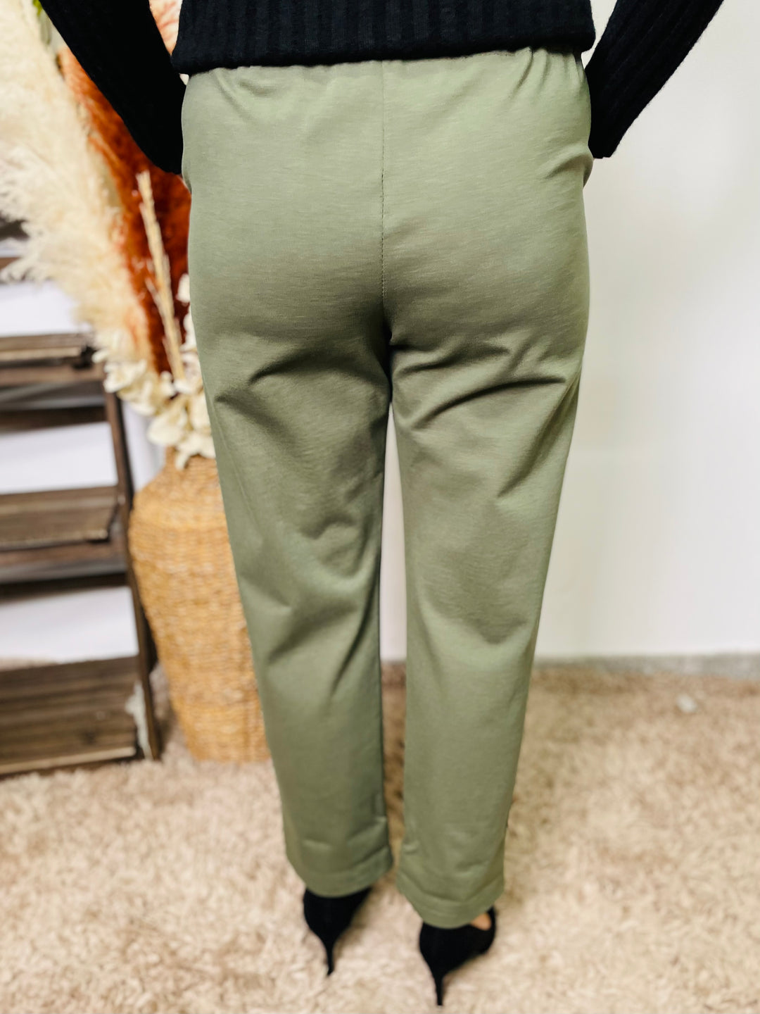 "CHLOE" Scuba Trousers-Green