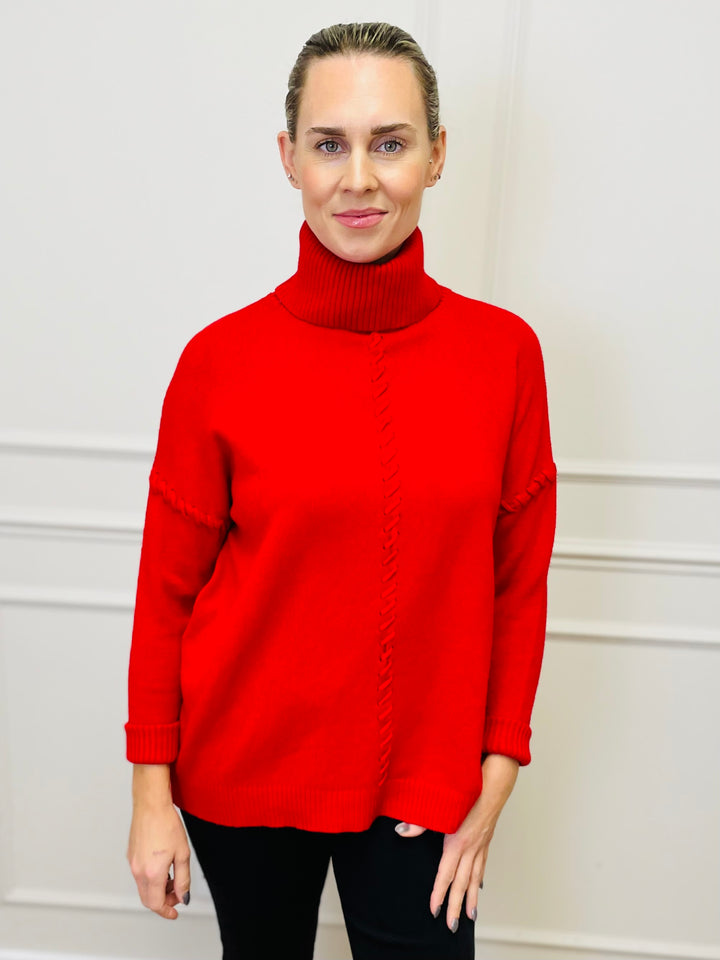 "OLIVIA" Knitted Jumper-Red