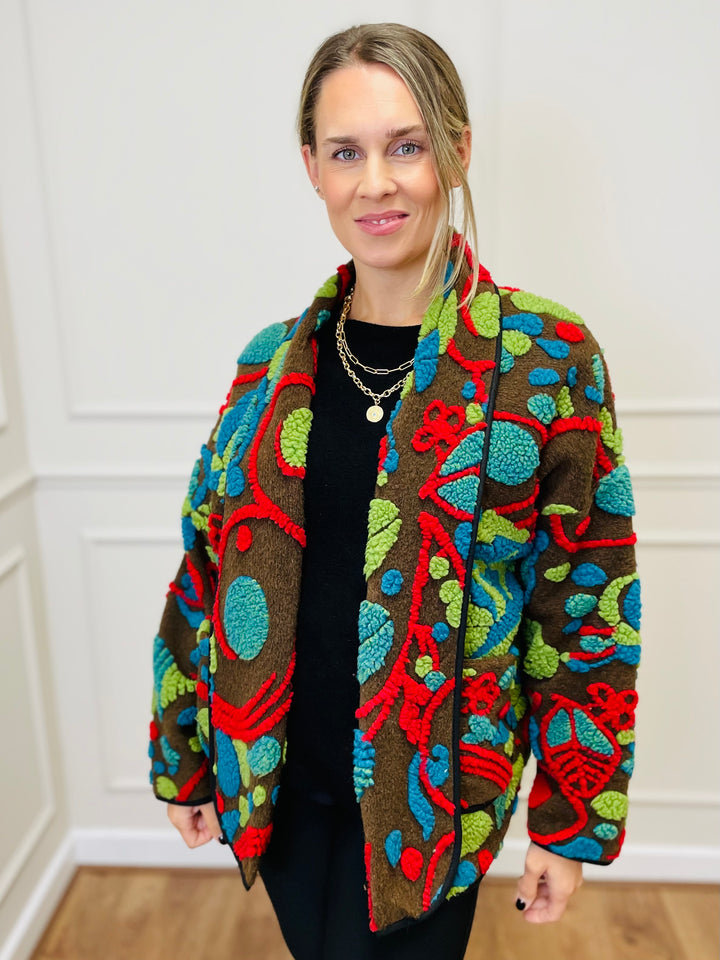 "NANCY" Textured Coat-Multicolour