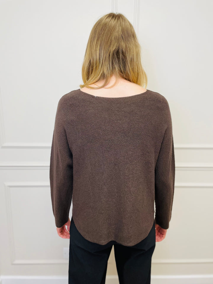 "MAGNOLIA" Fine Knit Jumper-Brown