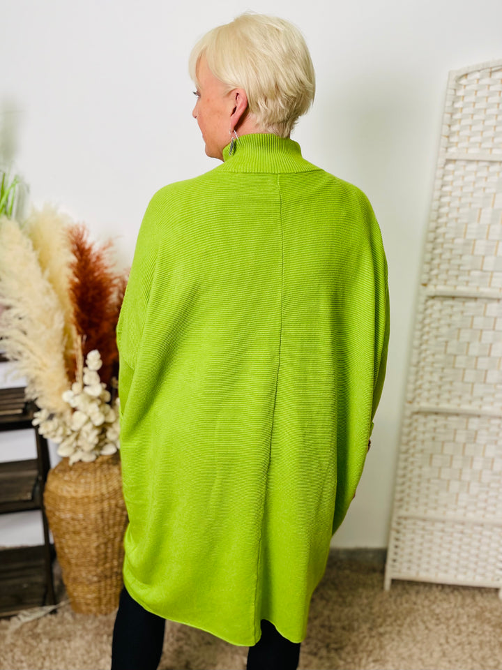 "ANNIKA" Half Zip Jumper-Lime Green