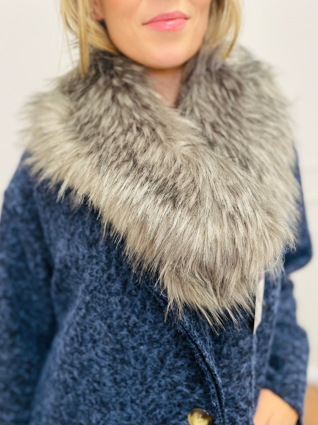 Faux Fur Collar Scarf-Mocha