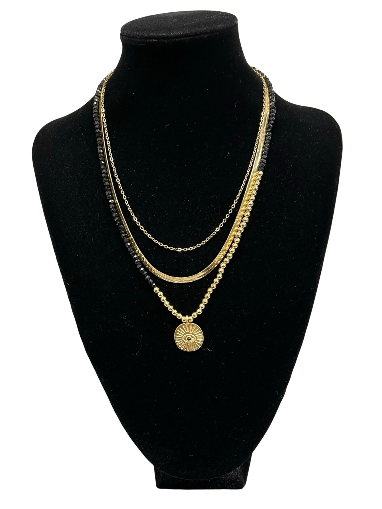 Gold & Black Layered Necklace