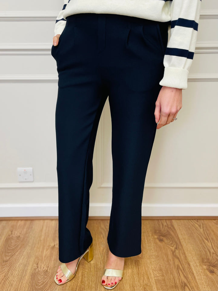 "PARIS" Bootcut Trousers-Navy