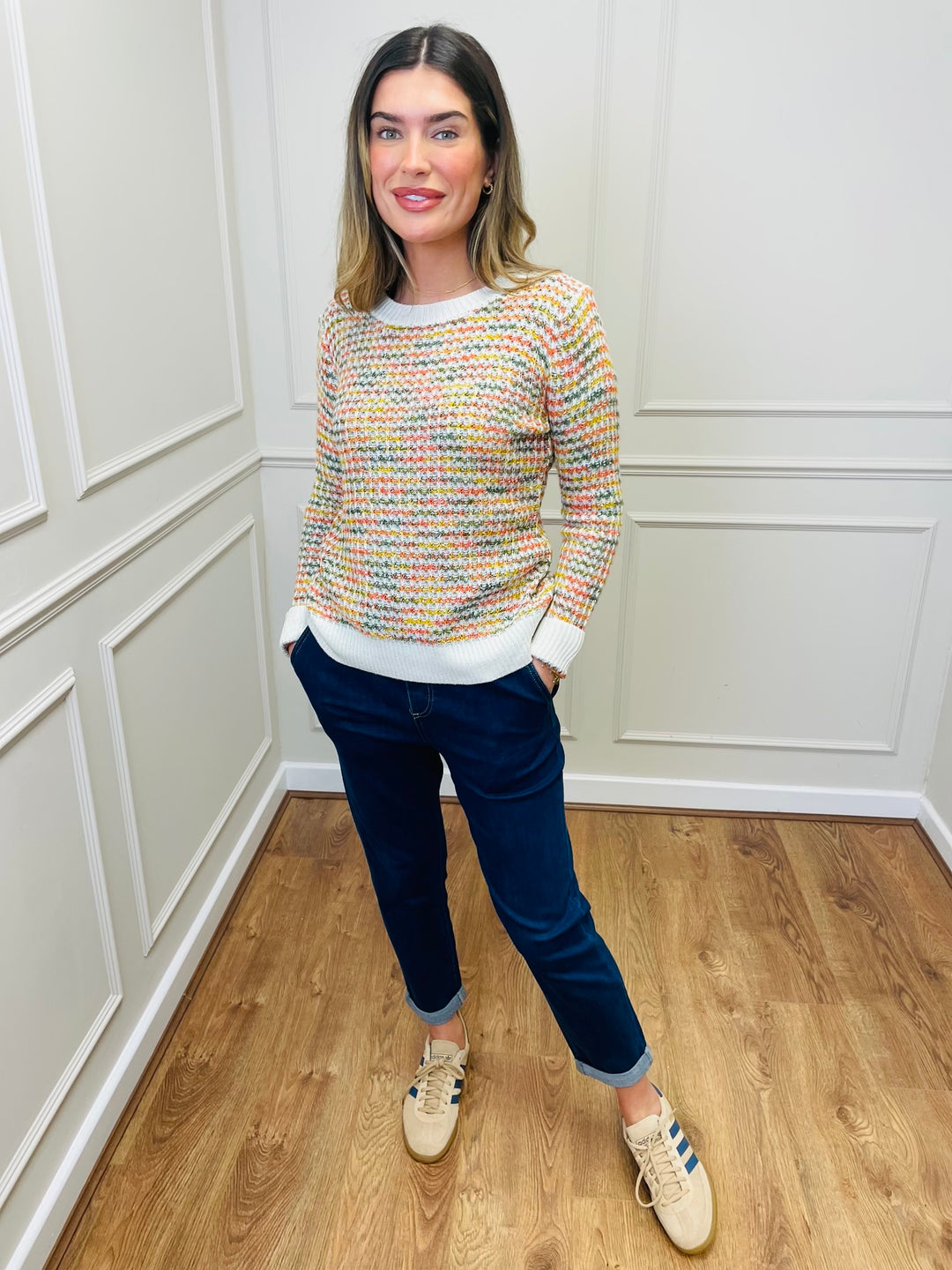 "ERIN" Textured Knit Jumper-Multicolour