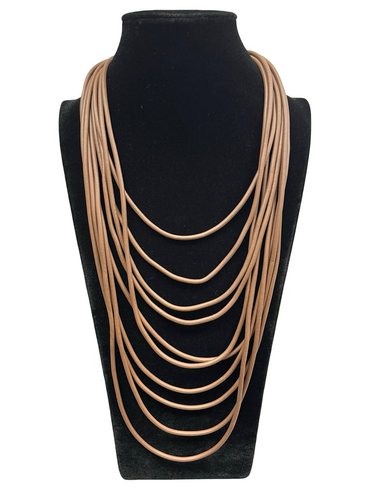 Long Rubber Statement Necklace-Brown