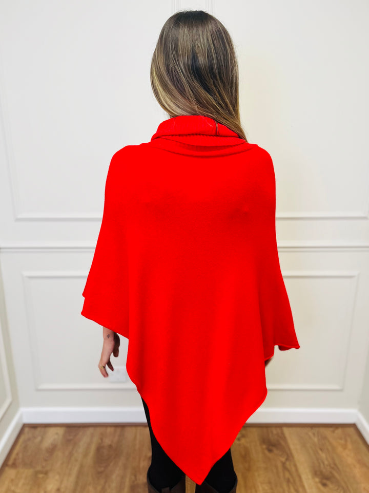 "STARR" Asymmetric Poncho-Red