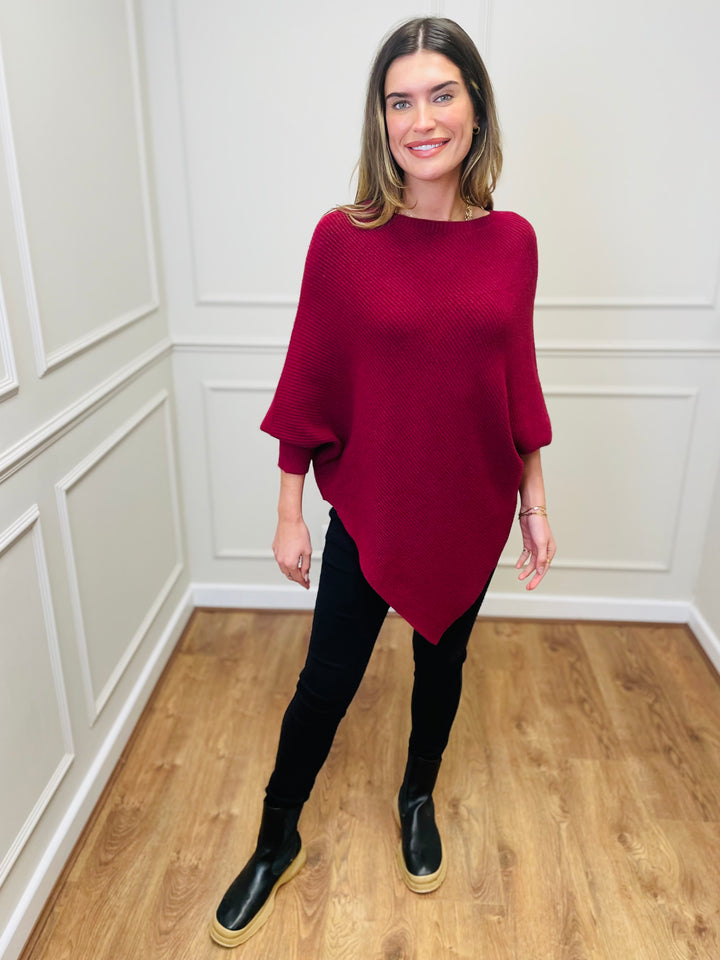 "ELLA" LUXURY Poncho-Wine