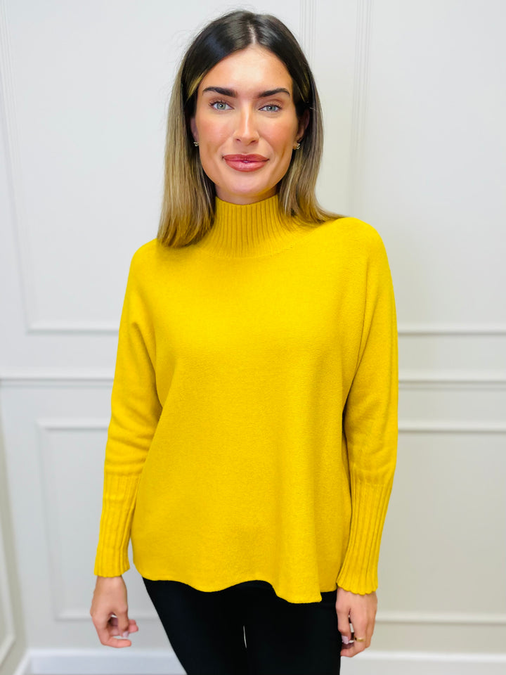 "AMANDA" Roll Neck Jumper-Mustard