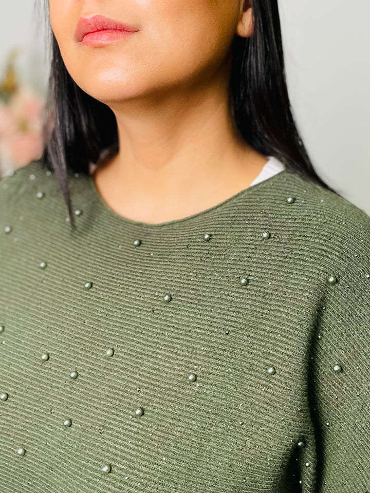 "MIRIAM" Pearl Jumper-Green