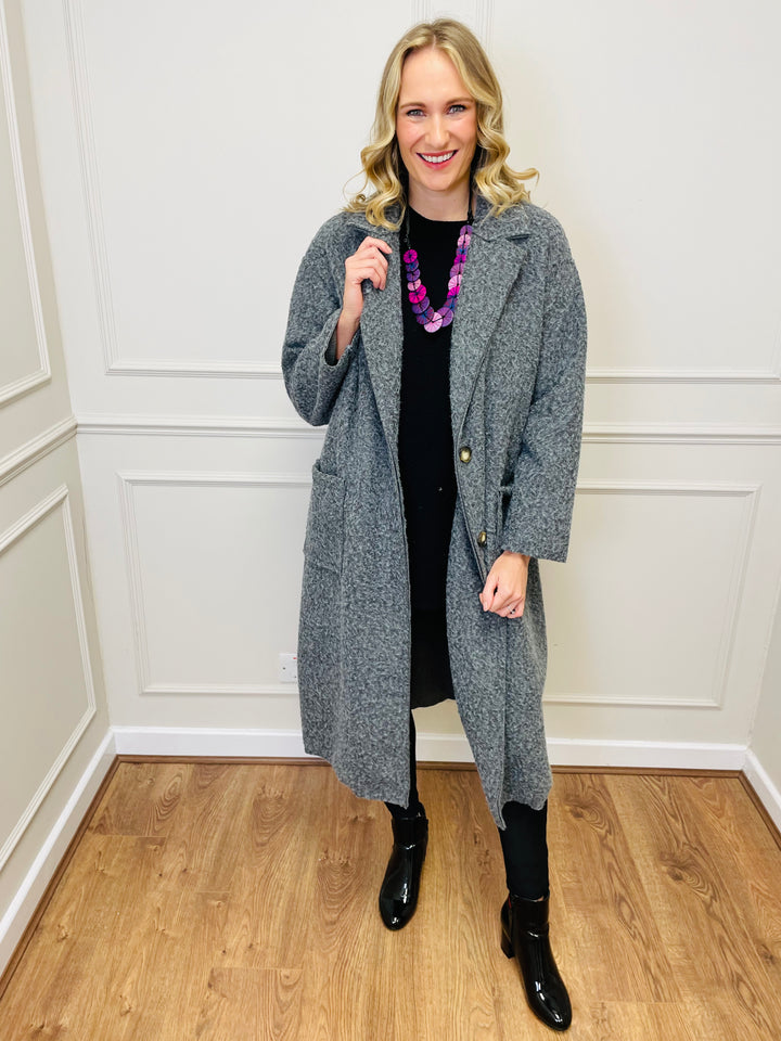 "JOSEPHINE" Longline Coat-Grey