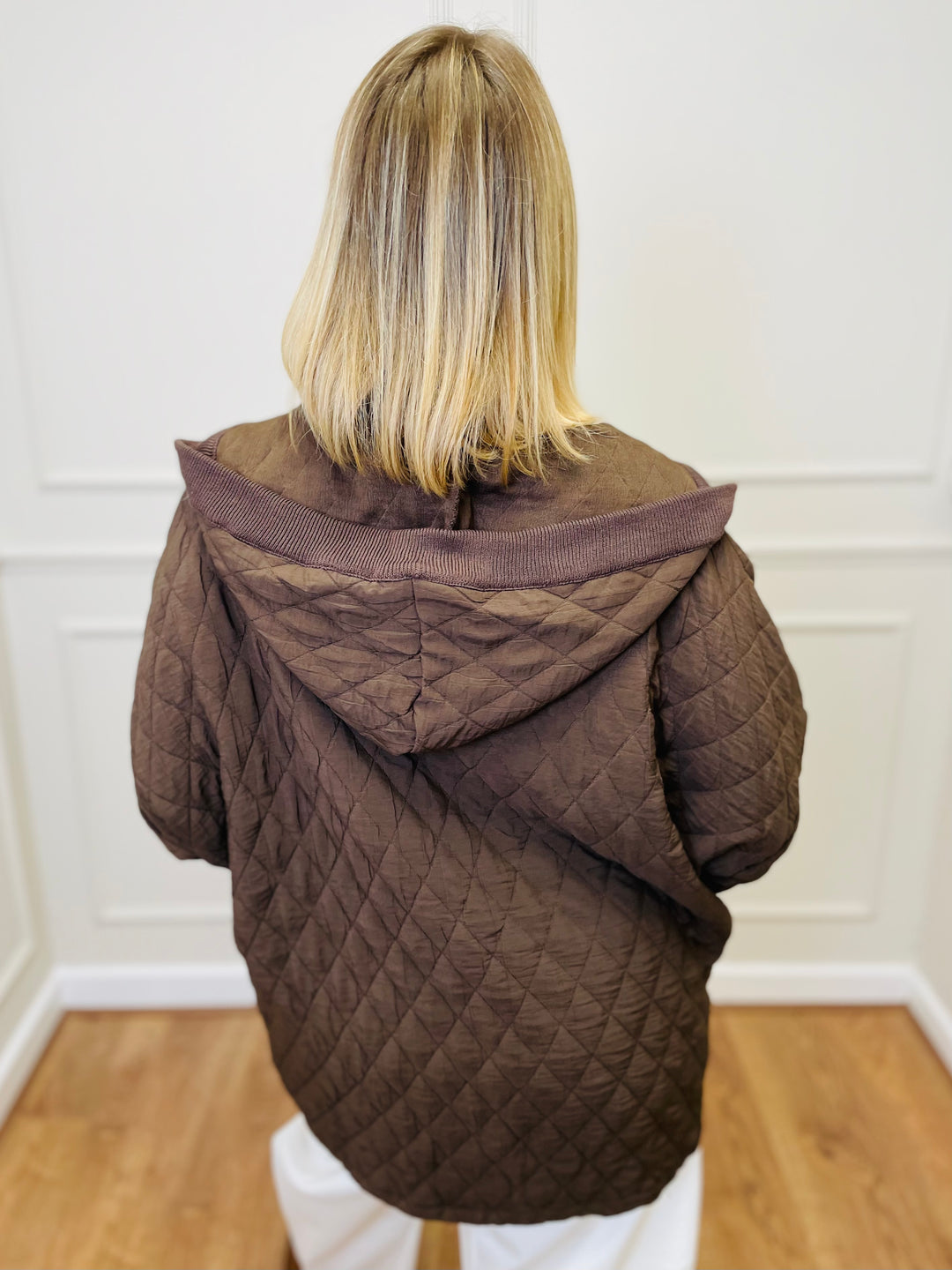 "ADELINA" Quilted Jacket-Brown