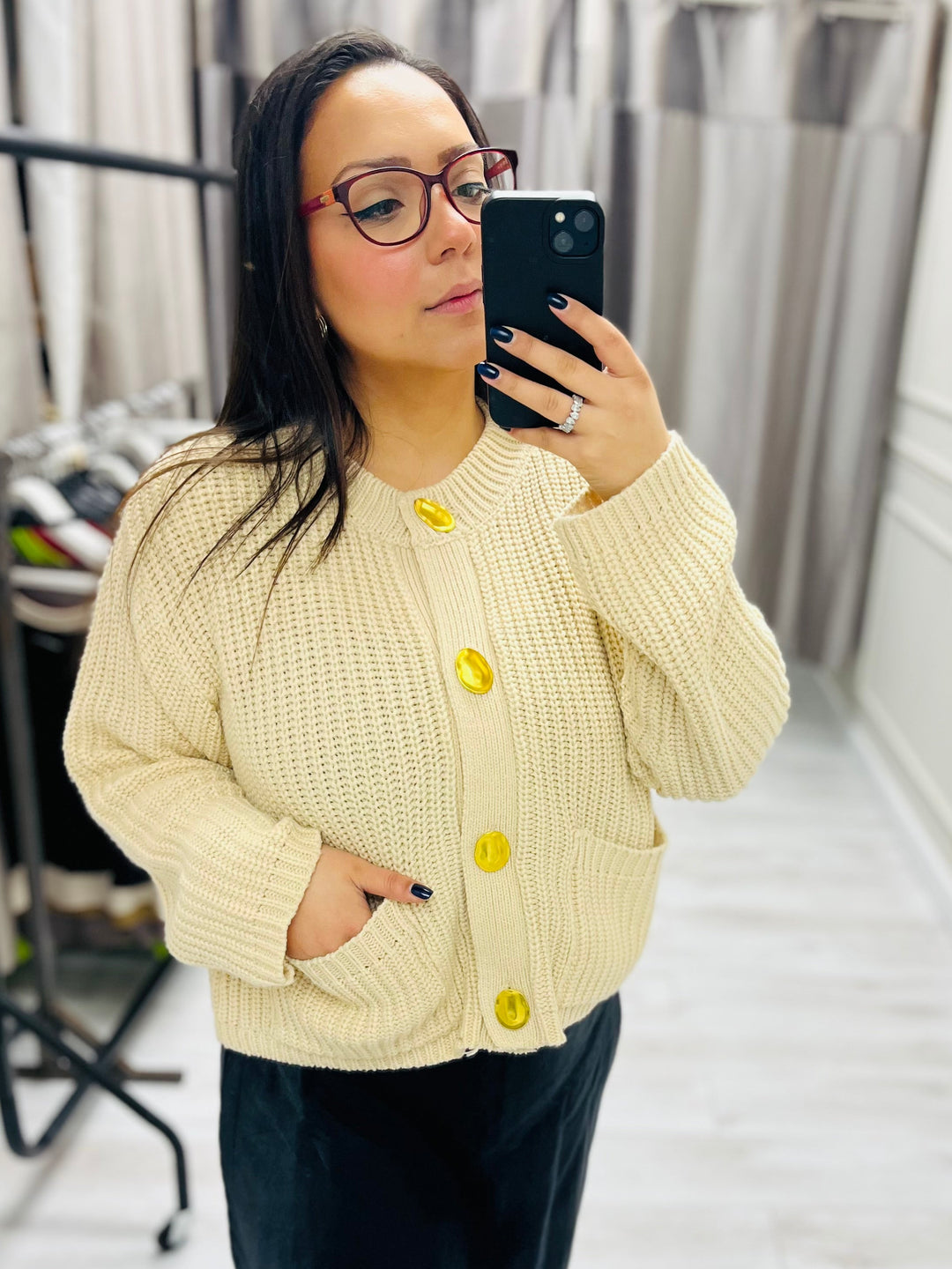 "MARGOT” Chunky Knit Cardigan-Cream