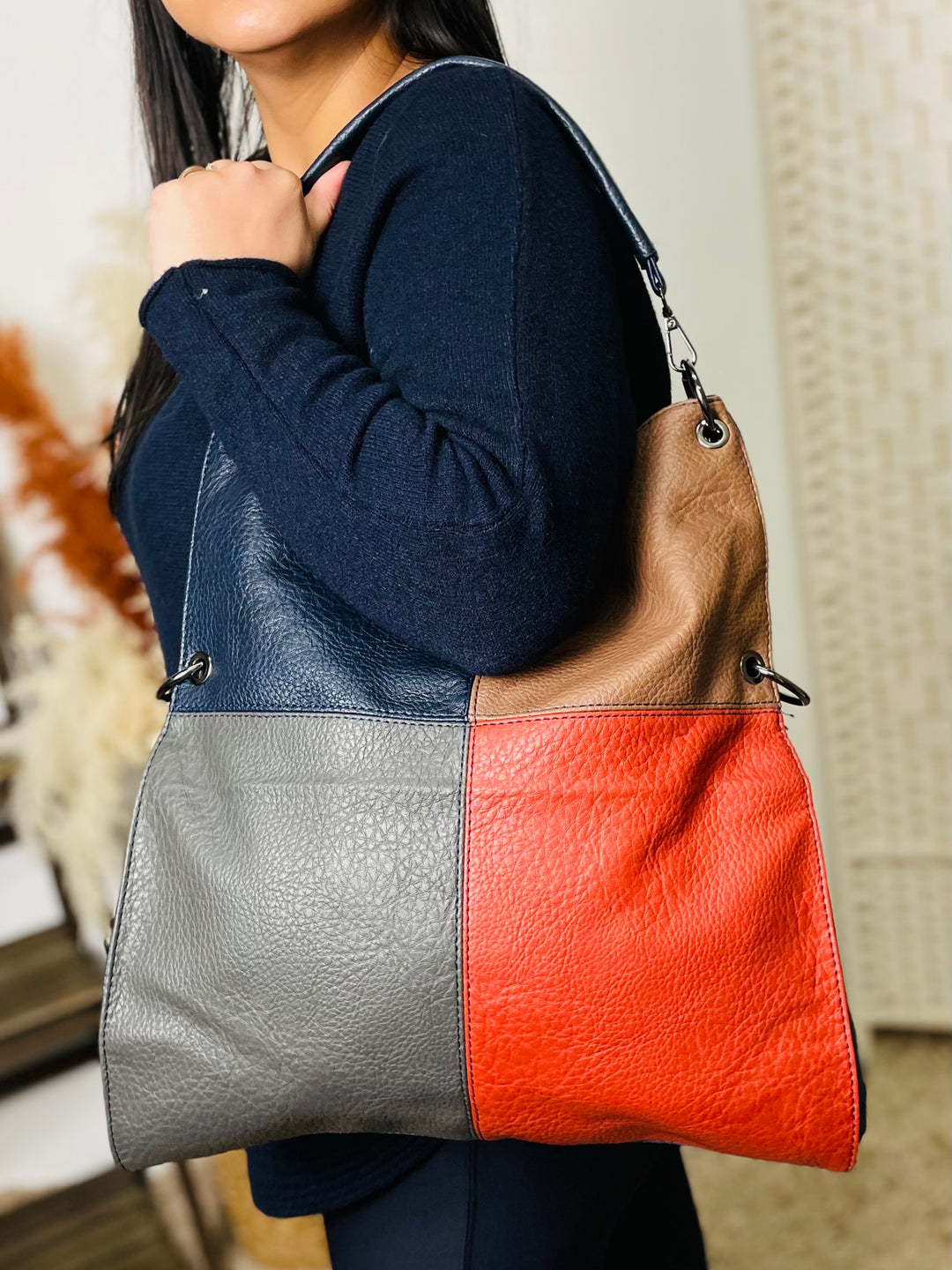 No.37 Colour Block Tote Handbag