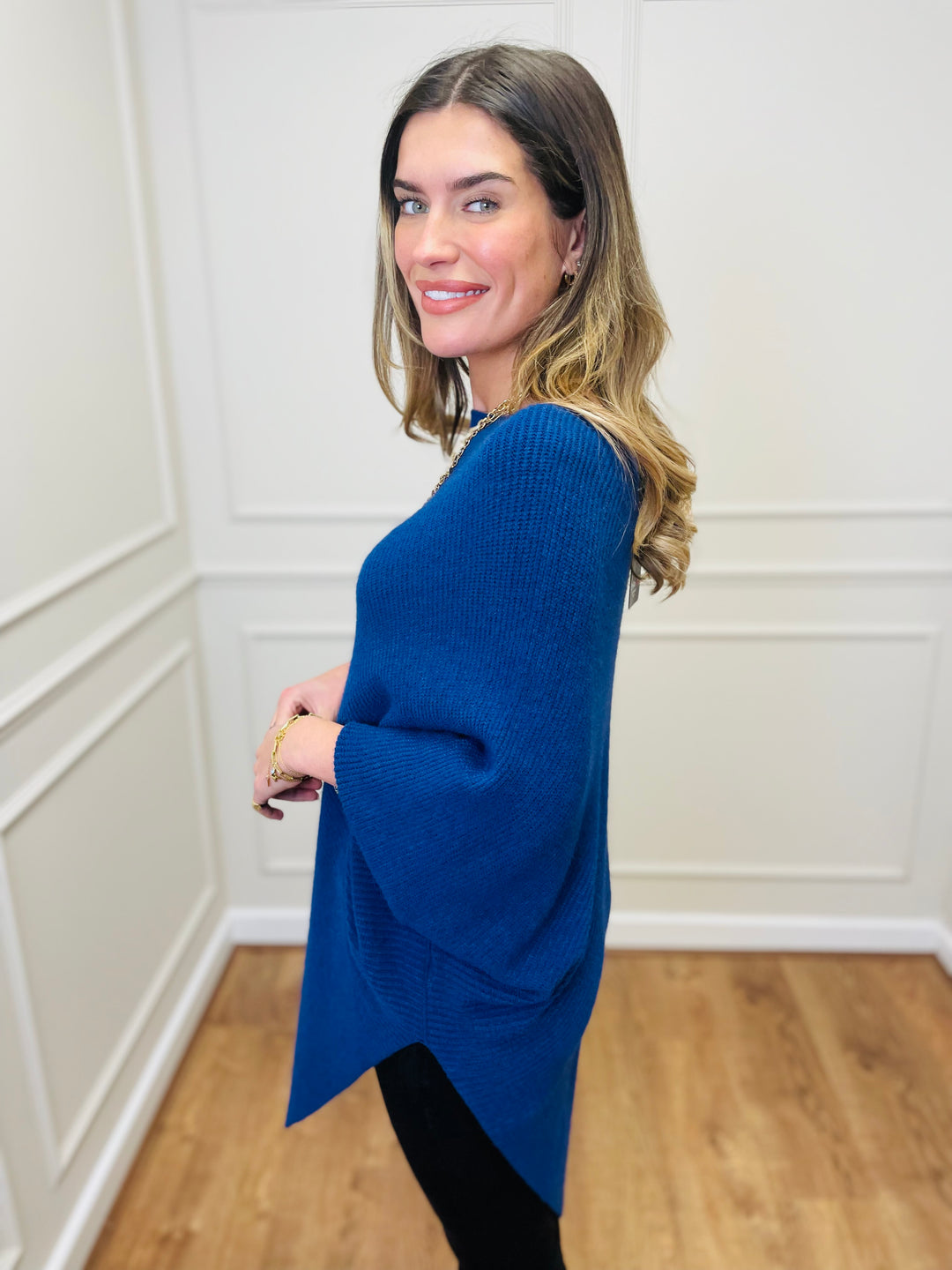 "ELLA" LUXURY Poncho-Indigo