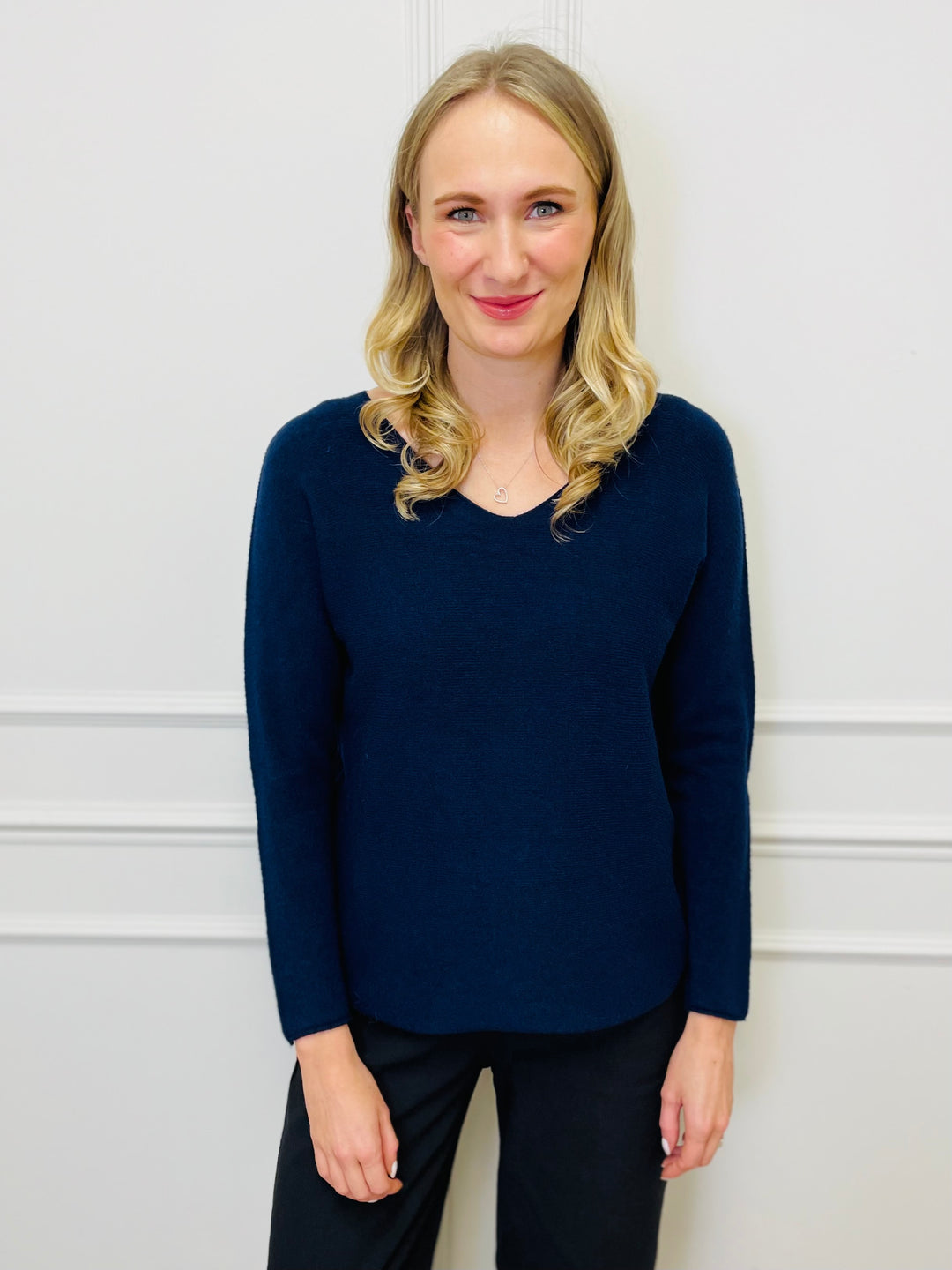 "MAGNOLIA" Fine Knit Jumper-Navy