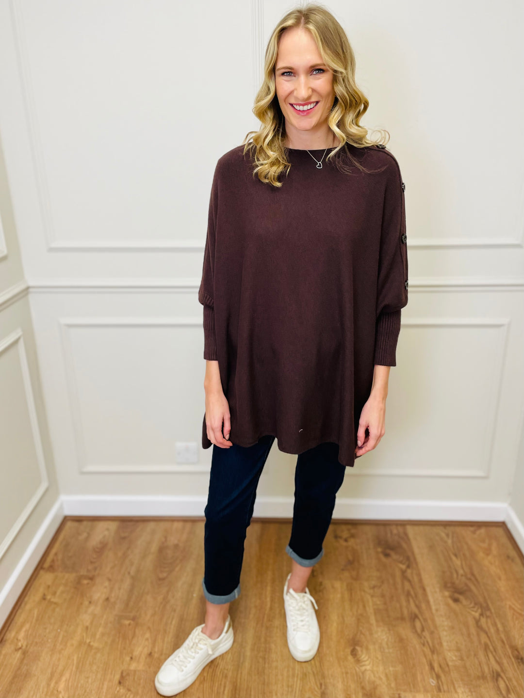 "BETTY" Button Jumper-Brown