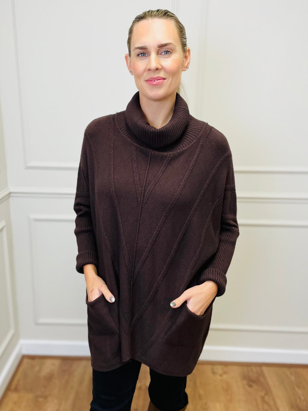 "GRACE" Knitted Jumper-Brown