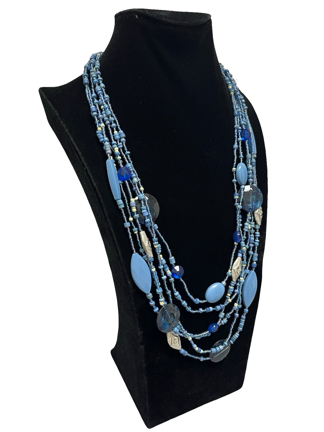 Long Statement Necklace-Blue