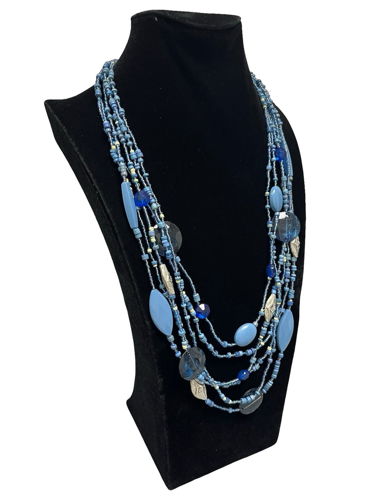 Long Statement Necklace-Blue