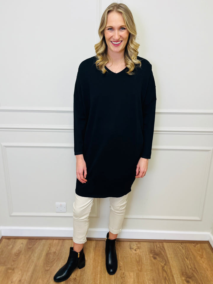 "RUTH” Embellished Tunic-Black