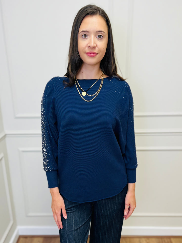 "MAYA" Pearl Jumper-Navy