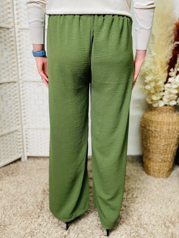 "MONA" Straight Leg Trousers-Green