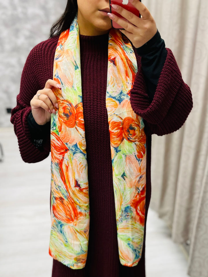 No.88 Artistic Print Scarf-Multicolour