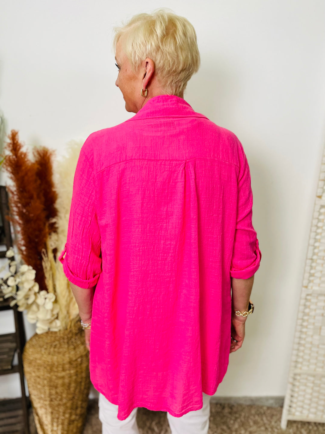 “REBECCA” Cotton Shirt-Cerise Pink