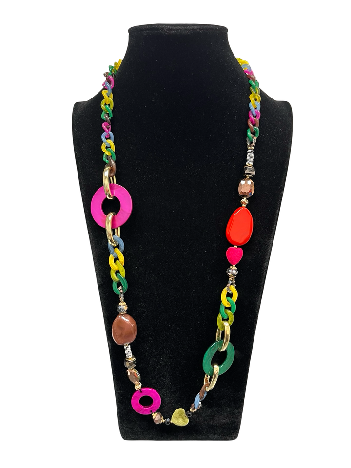 Multicolour Long Statement Necklace