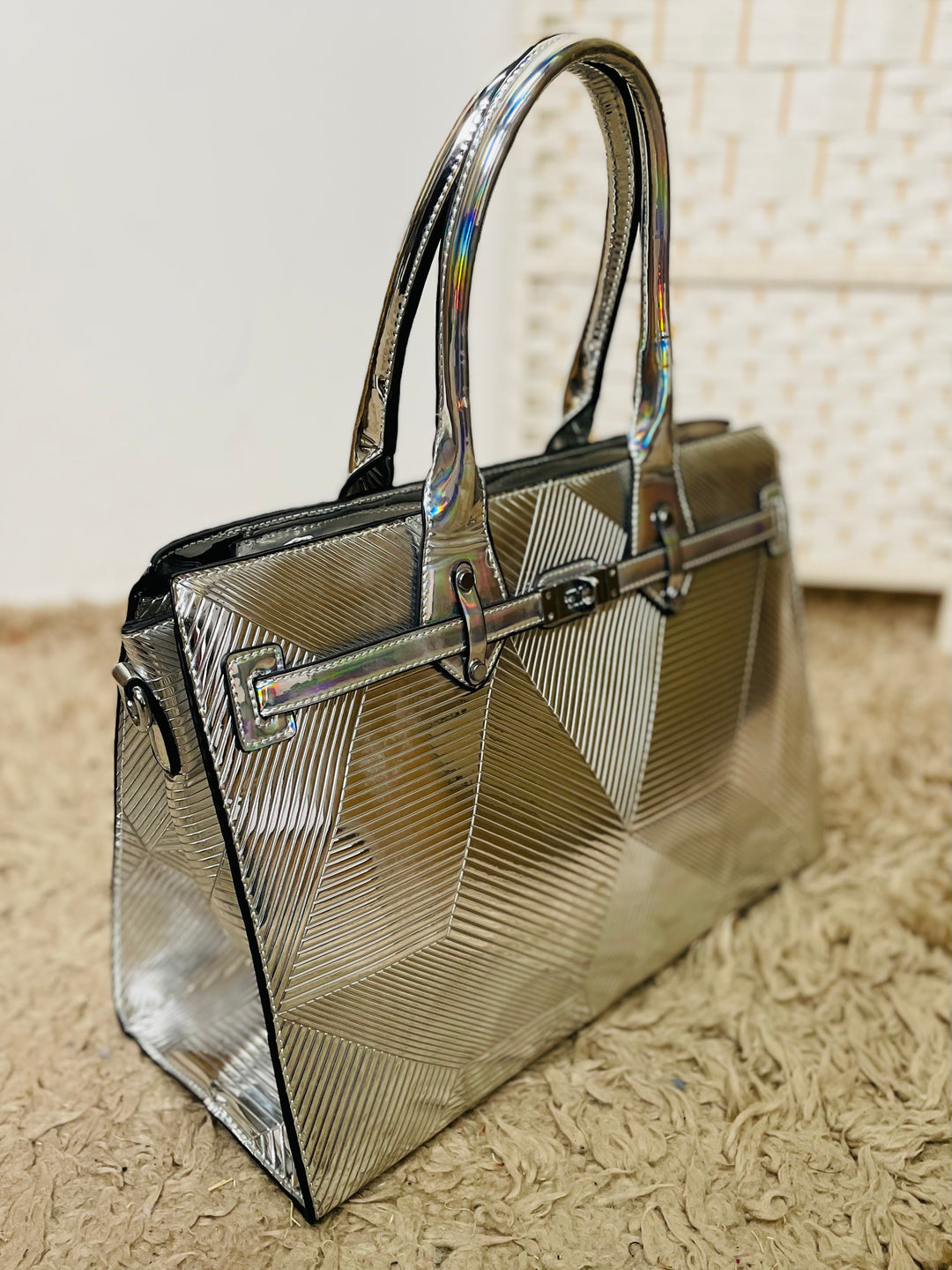 No.34 Designer Inspired Handbag-Metallic Silver