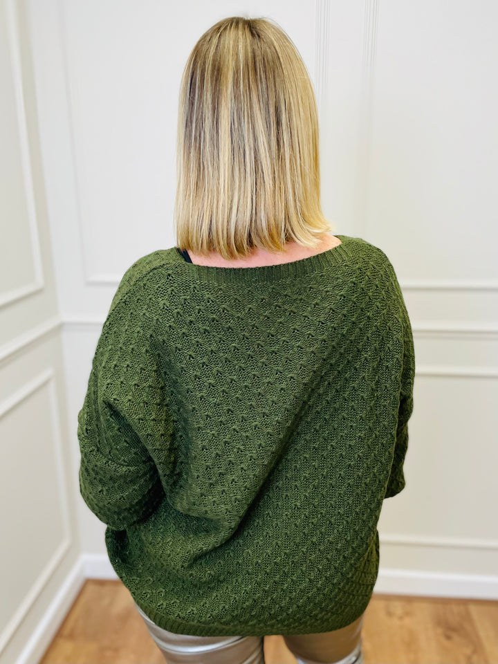 "RENATA” Metallic Jumper-Green