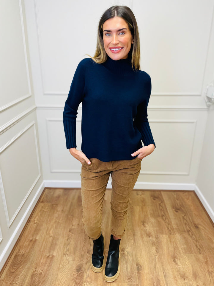 "AMANDA" Roll Neck Jumper-Navy