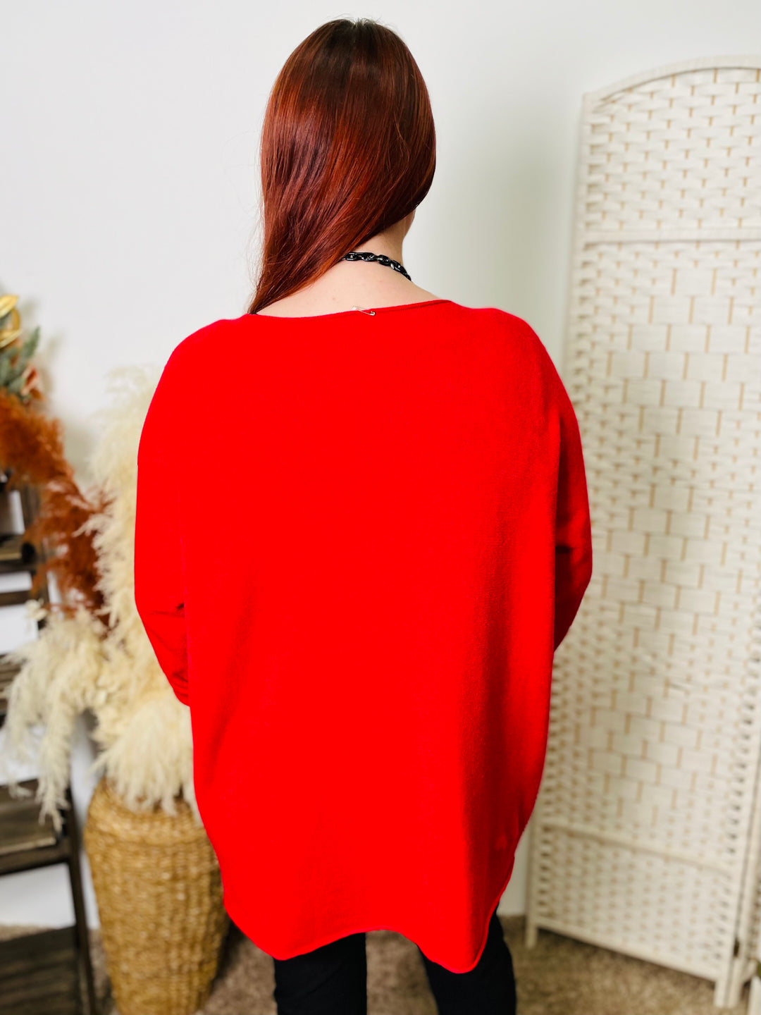 "PIPPER" Round Neck Jumper-Red