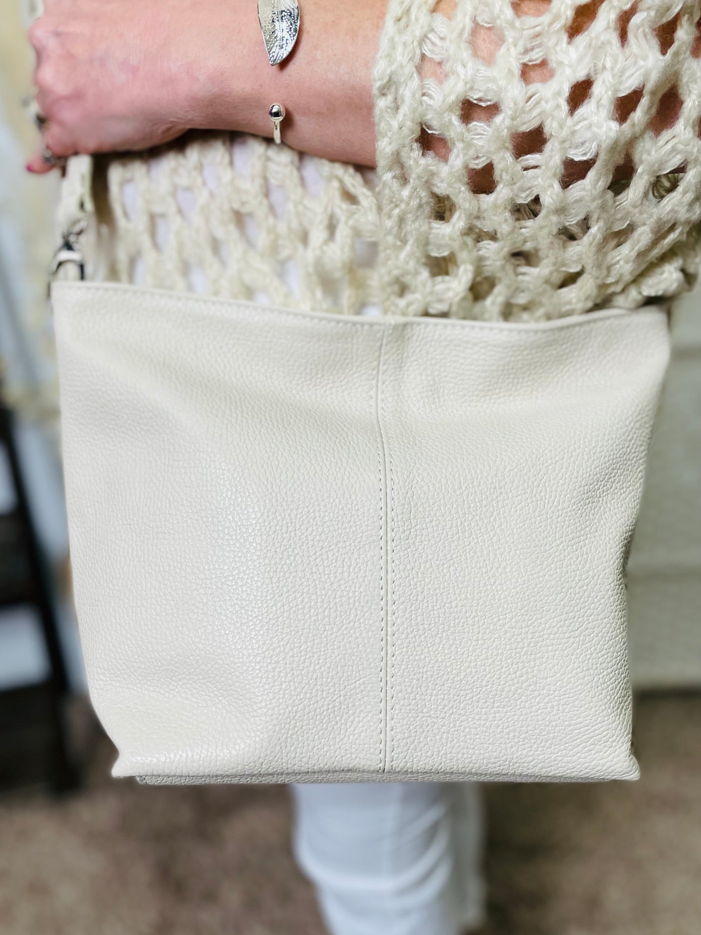 "RILEY" Leather Handbag-White