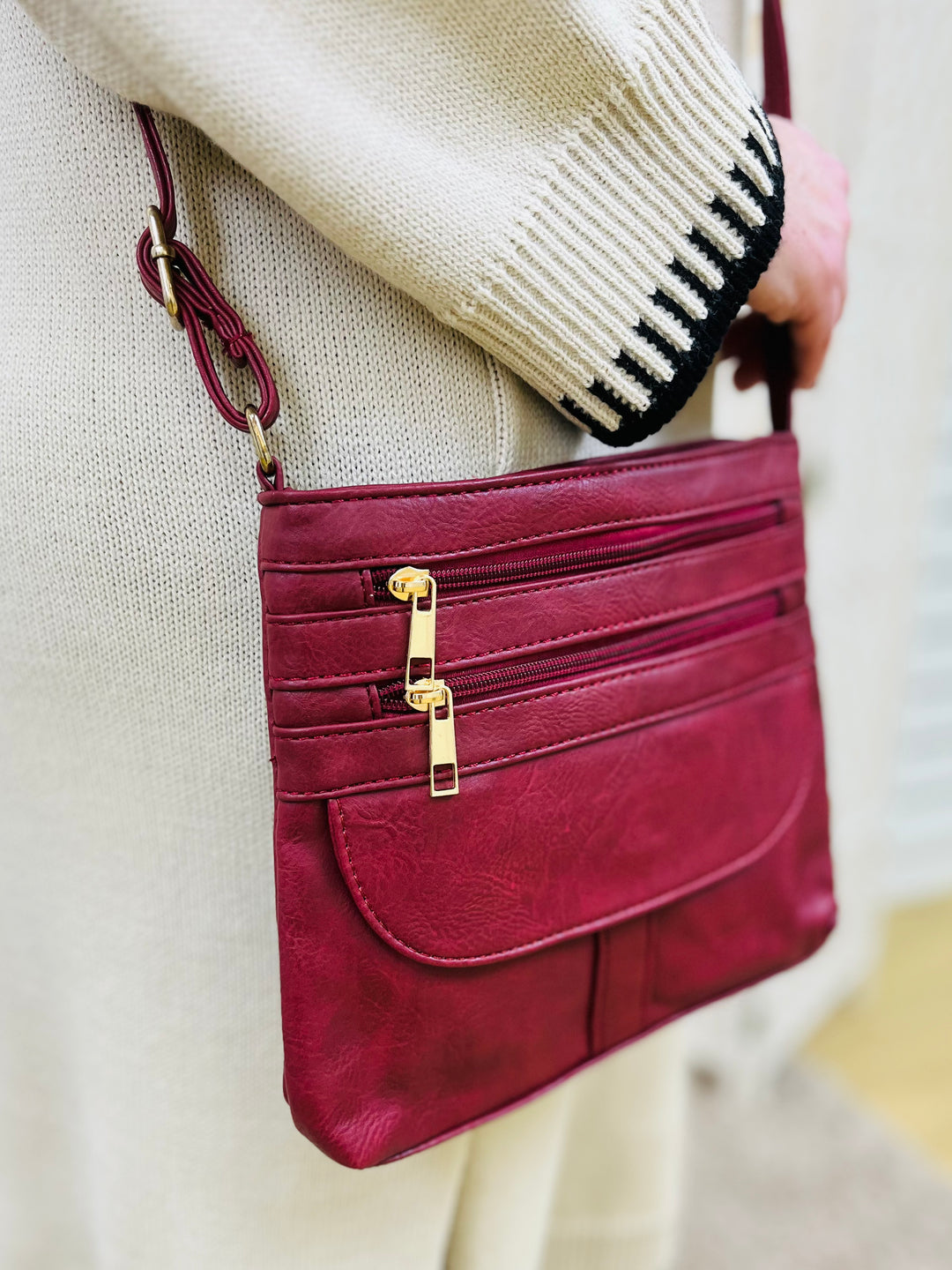 Crossbody Handbag-Burgundy