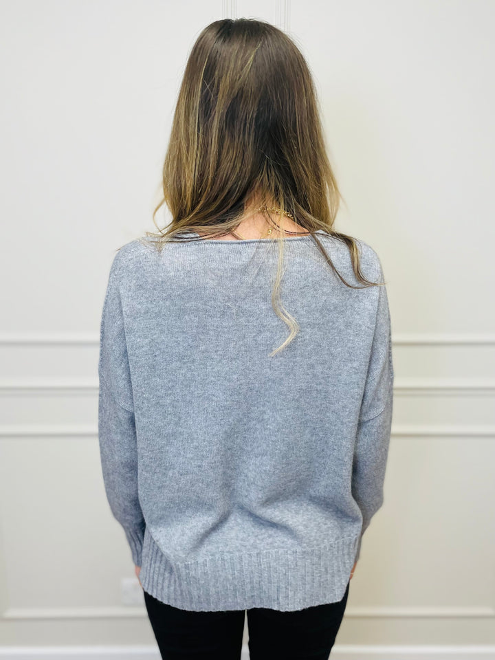 "KIKO" LUXURY Fine Knit Jumper-Grey