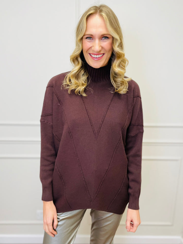 "BLAKE" Polo Neck Jumper-Brown