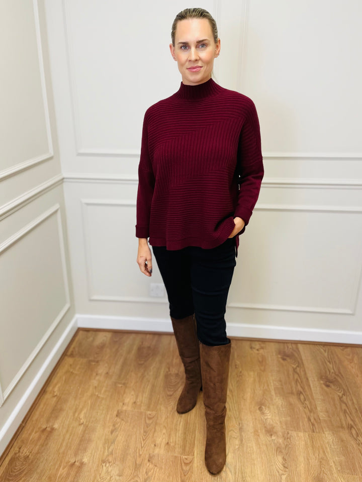 "LULU" Knitted Jumper-Burgundy