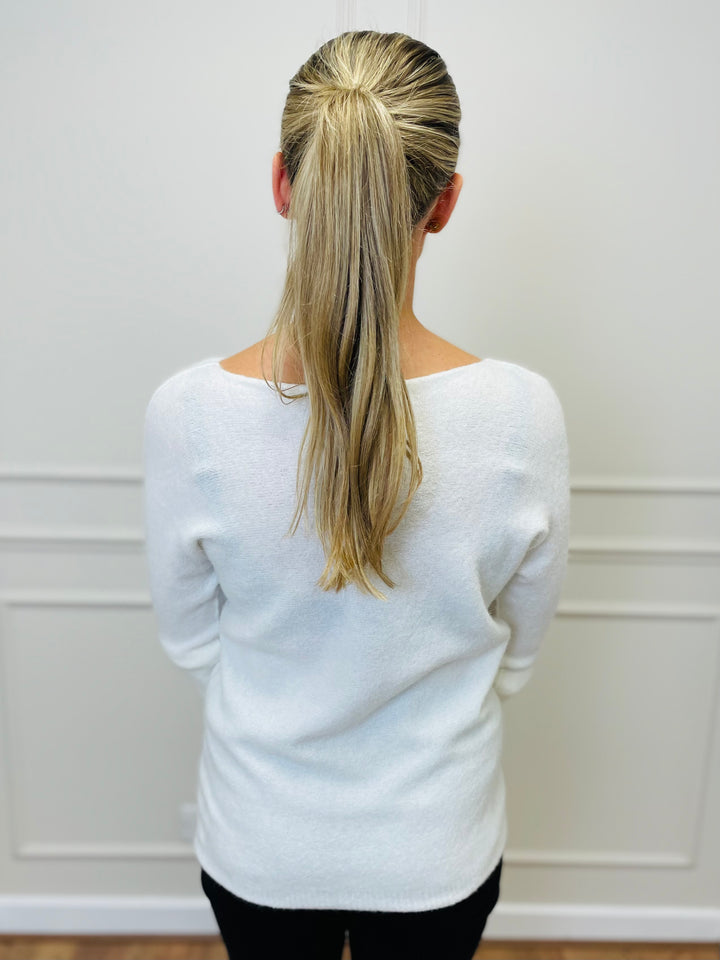"SOPHIA" Fine Knit Jumper-White