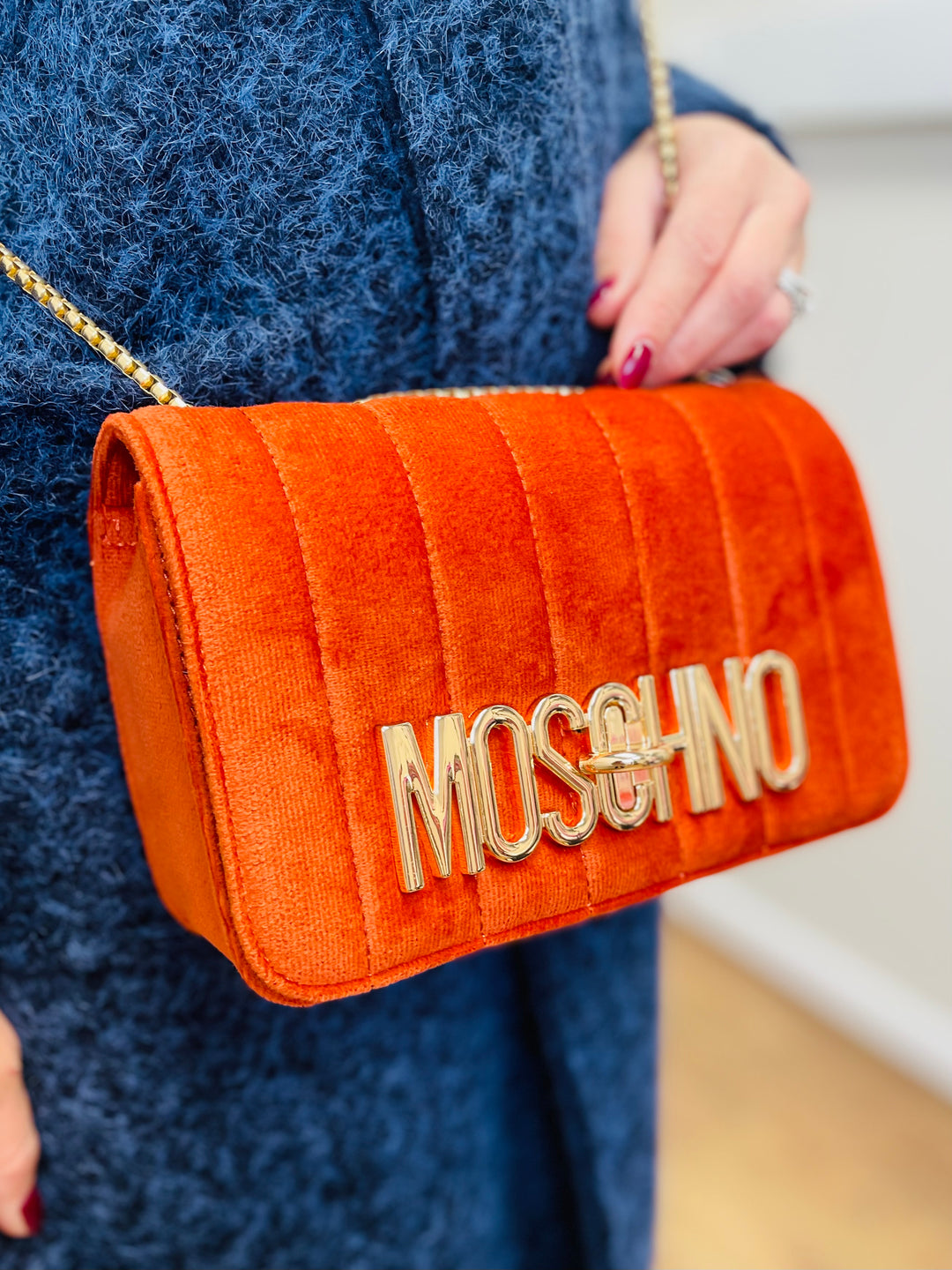 No.80 Quilted Velvet Bag-Orange
