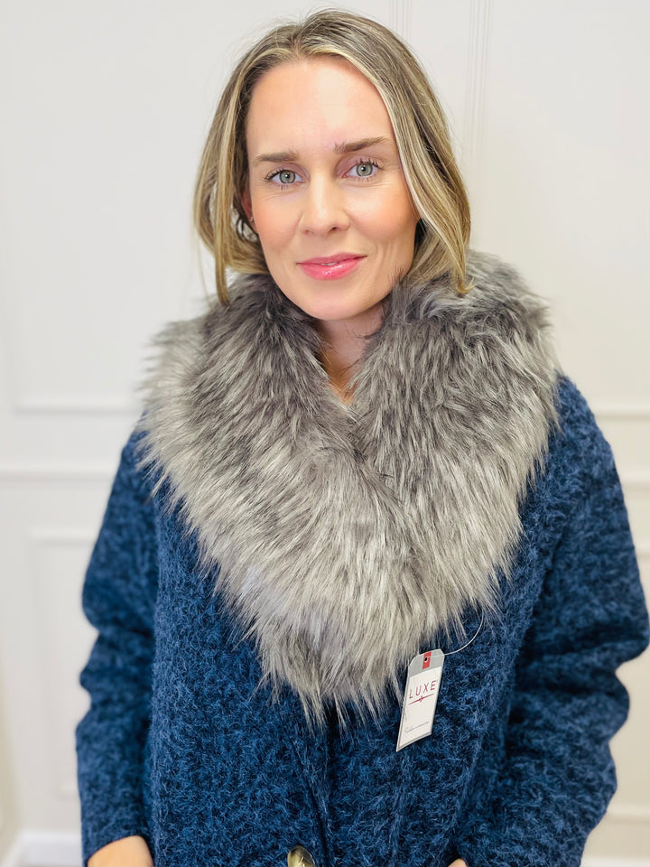 Faux Fur Collar Scarf-Mocha