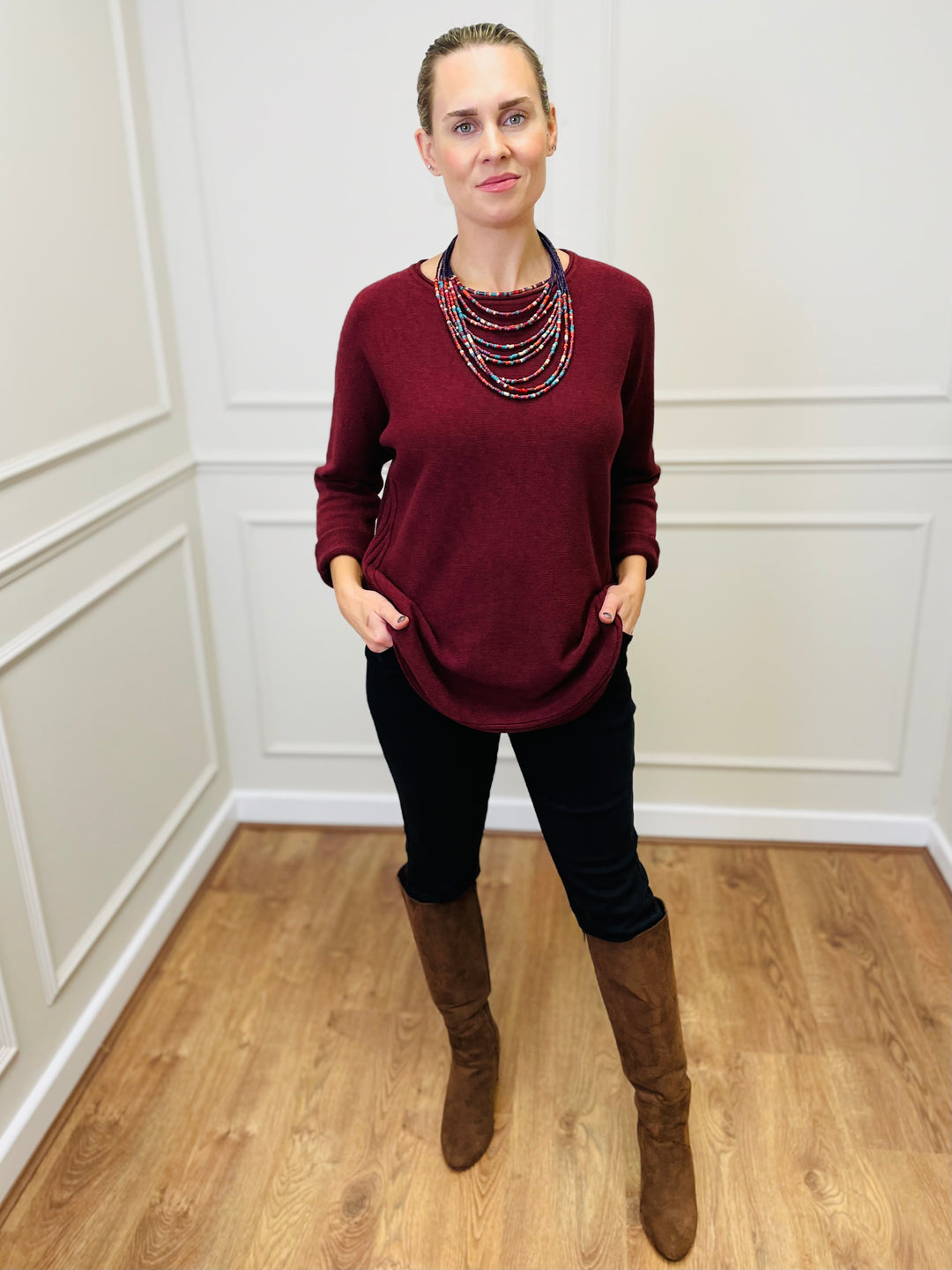 "CLEO" Soft Jumper-Burgundy