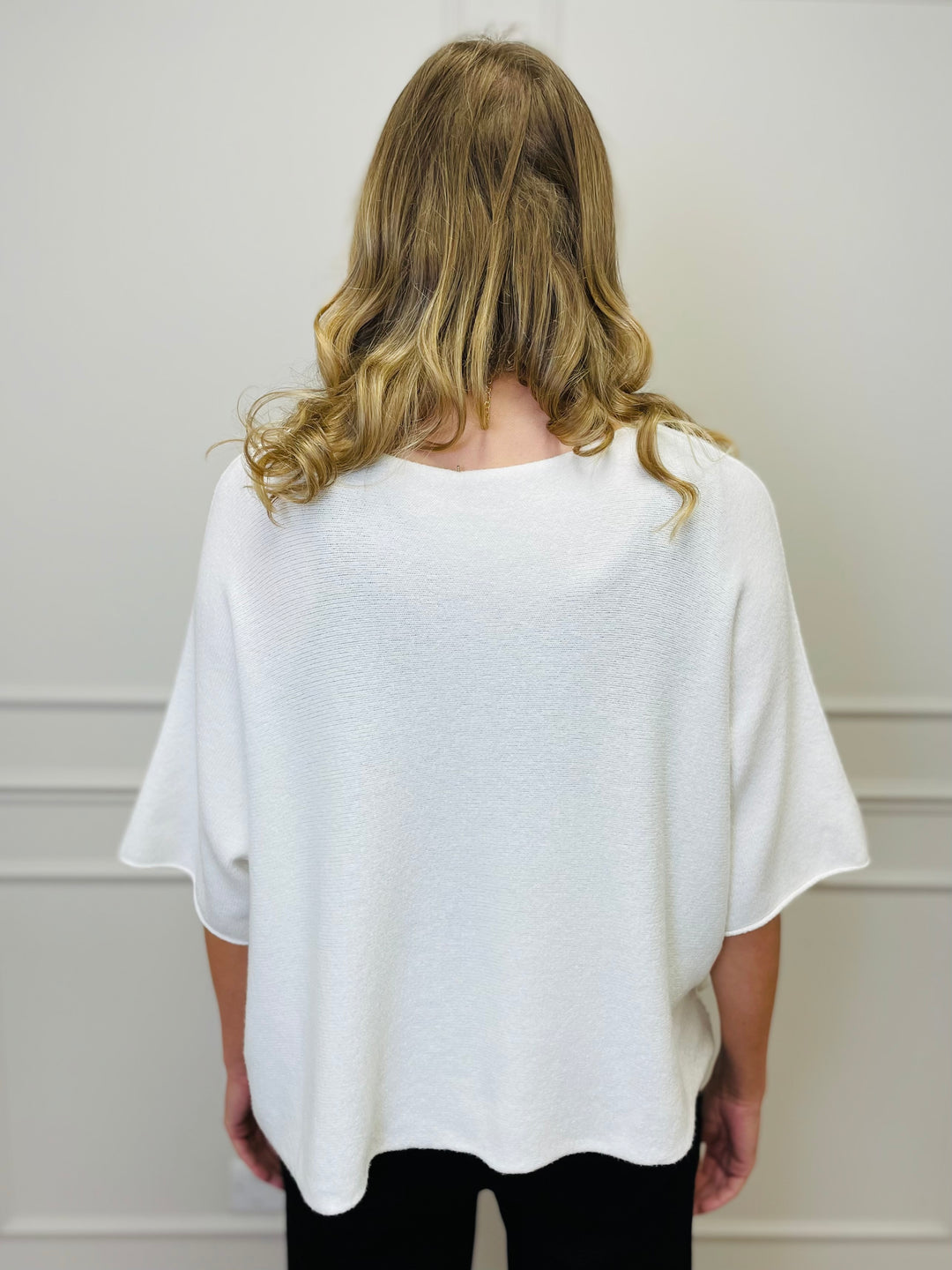 "ALICE” Short Sleeve Fine Knit-White