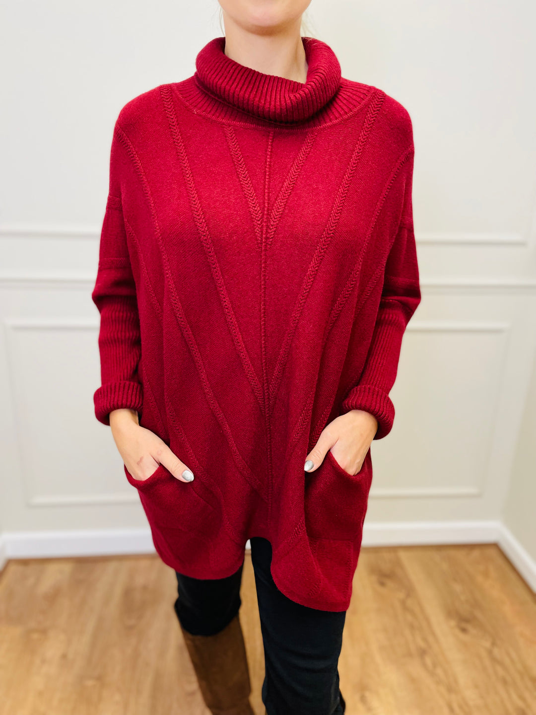 "GRACE" Knitted Jumper-Burgundy