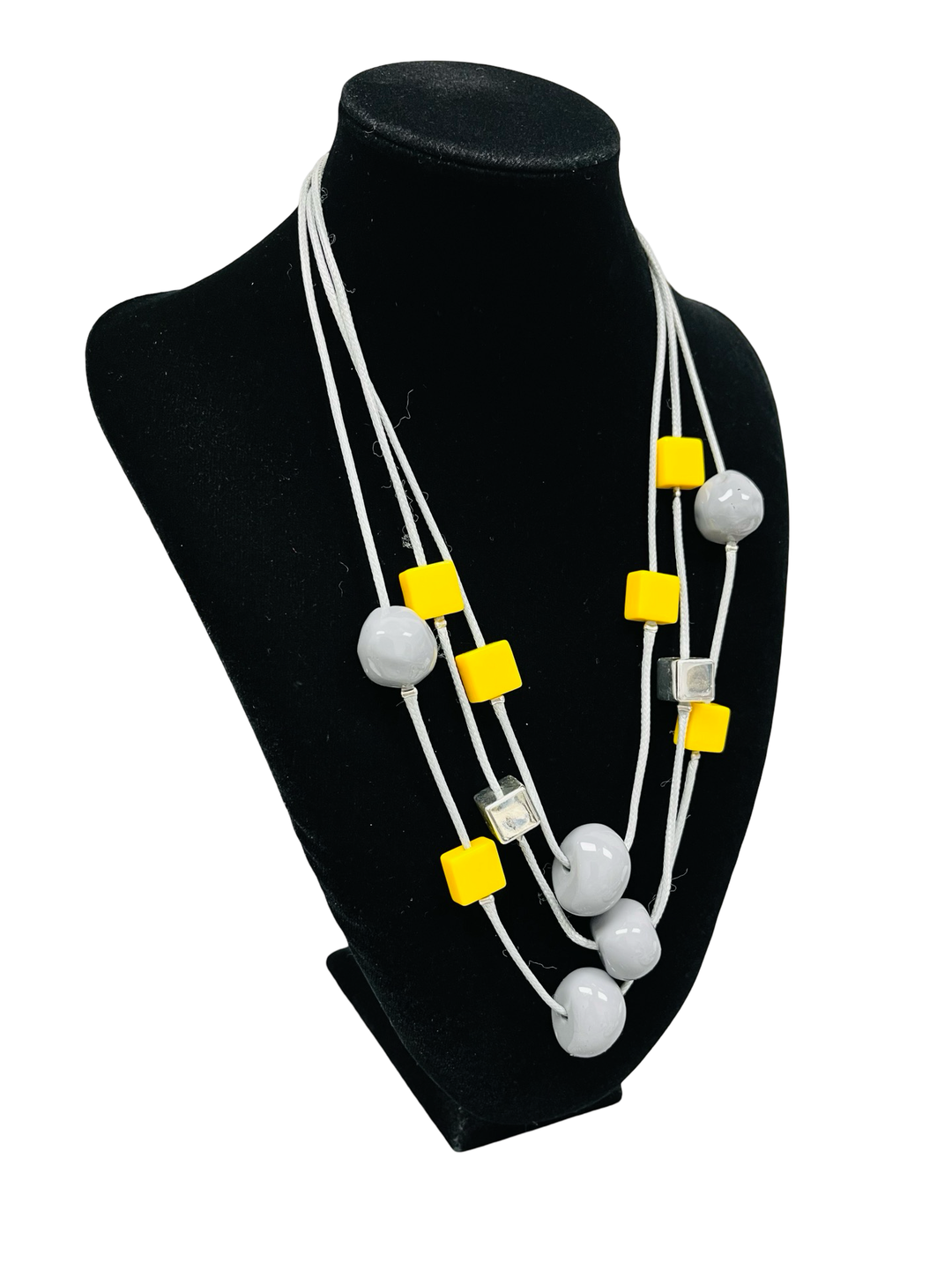 Grey & Yellow Short Statement Necklace