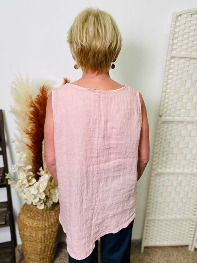 "ALESSIA" Asymmetric Vest Top-Blush Pink