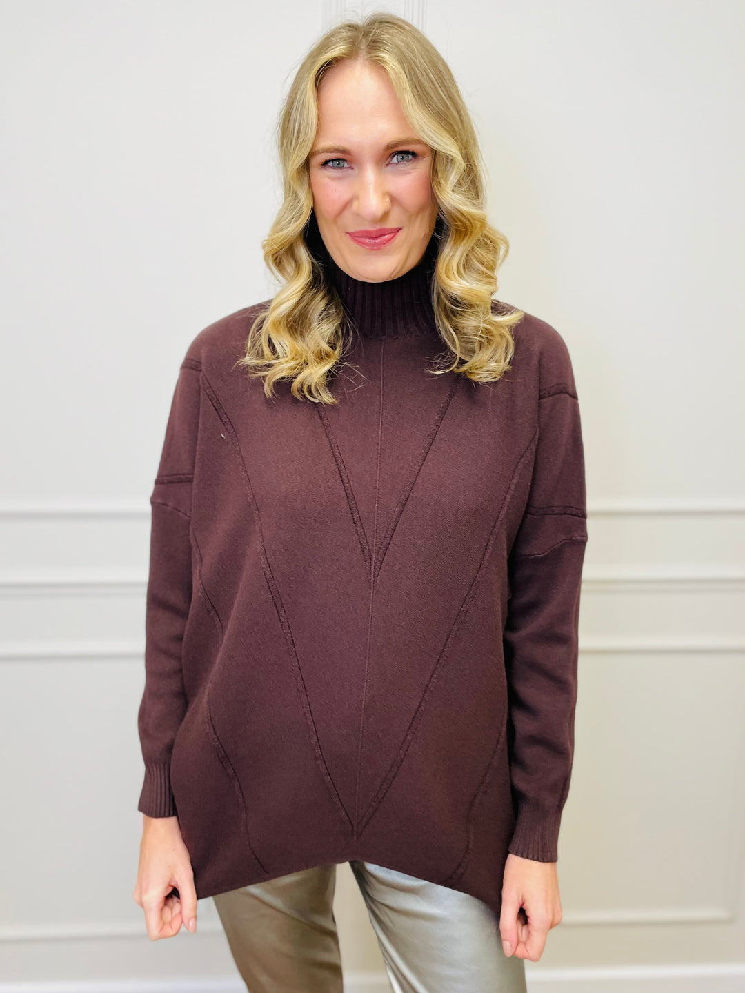 "BLAKE" Polo Neck Jumper-Brown