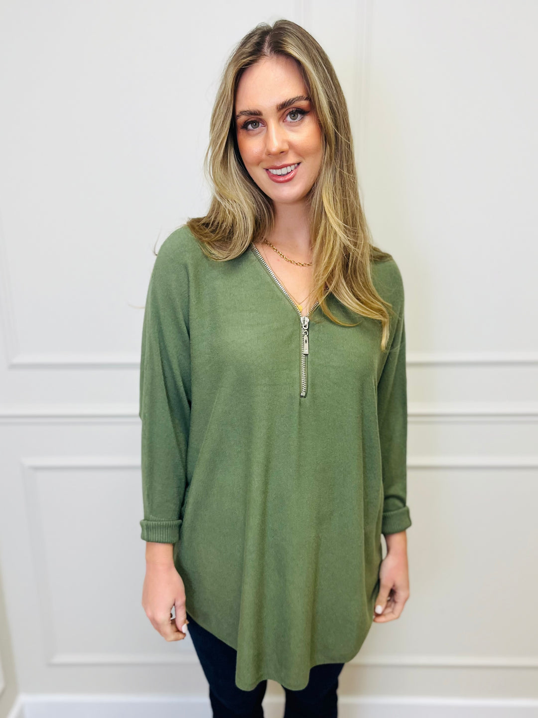 "CASSIDY" Luxury Soft Jumper-Khaki Green