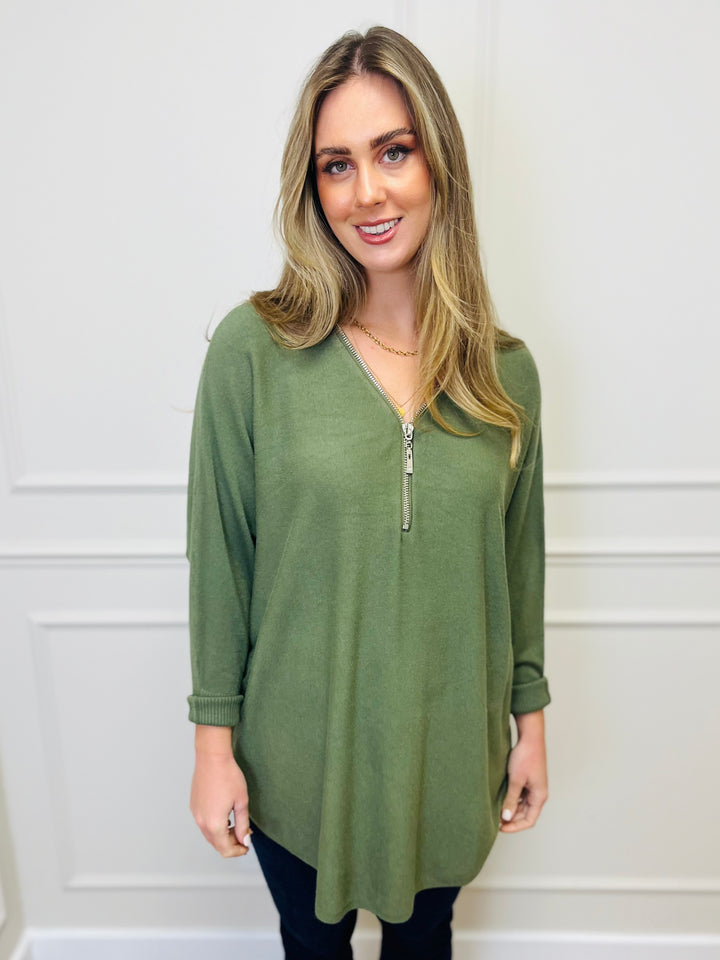 "CASSIDY" Luxury Soft Jumper-Khaki Green